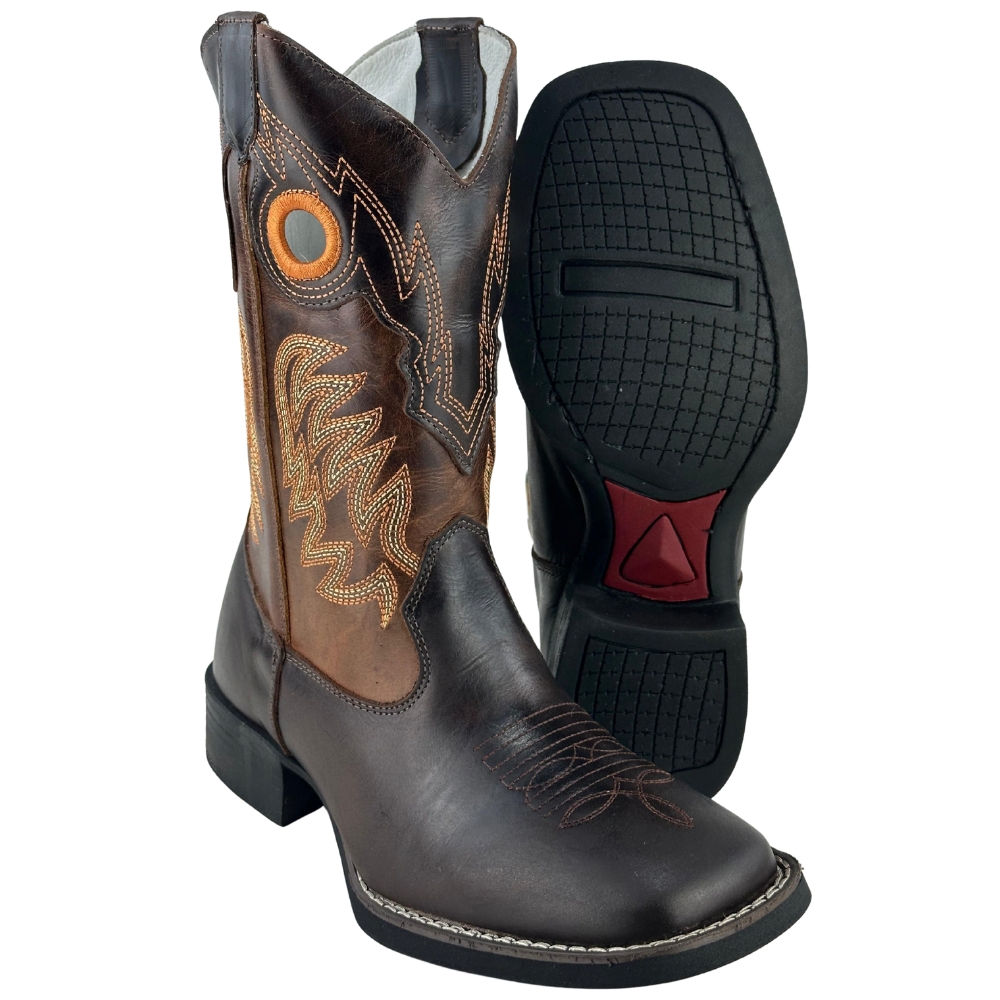 Bota Texana Masculina Big Bull Bico Quadrado Fóssil Marrom 530C