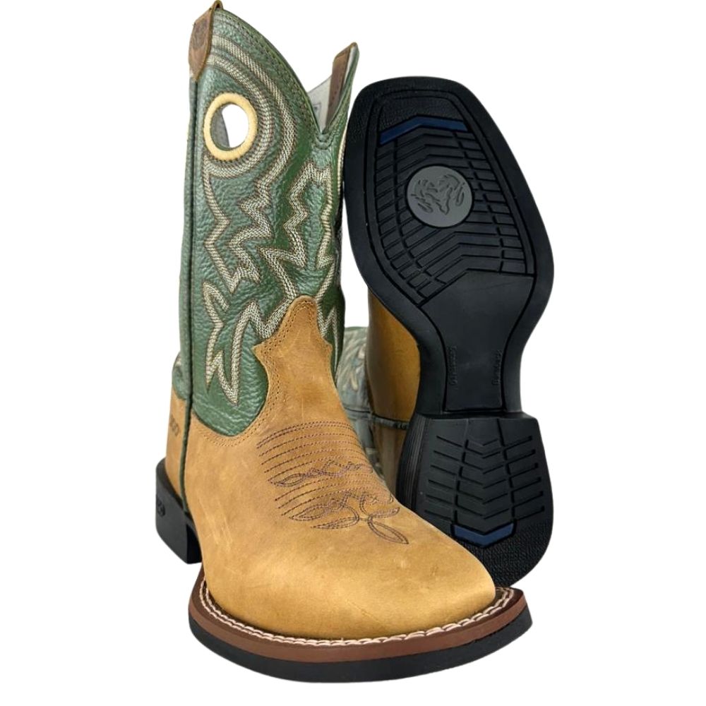 Bota Texana Masculina Durango Cano Verde Com Bordado