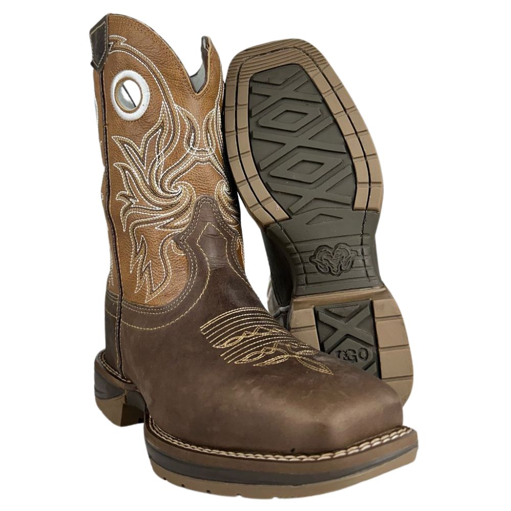 Bota Texana Masculina Durango Couro Med Dog Marrom/Bronze Solado Diamond Jump Ref 2123202122DJX