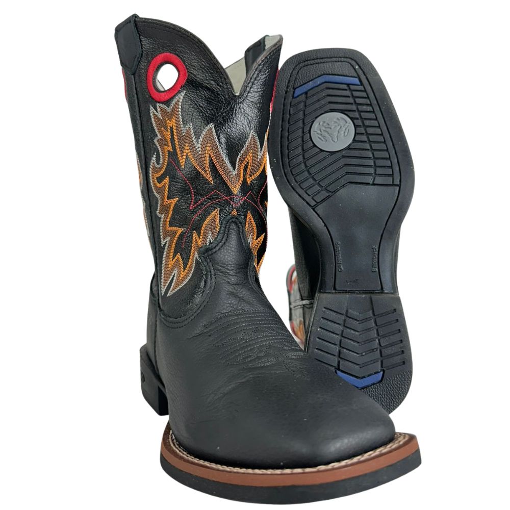Bota Texana Masculina Durango Preta Cano Cinza Laranja