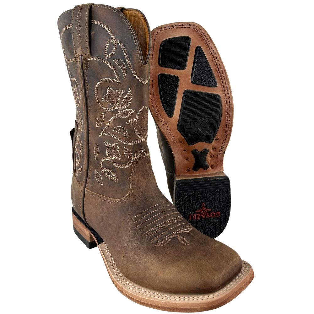 Bota Texana Masculina Goyazes Bico Quadrado Couro Dallas Moucha Mousse Ref: 263003-CC-01