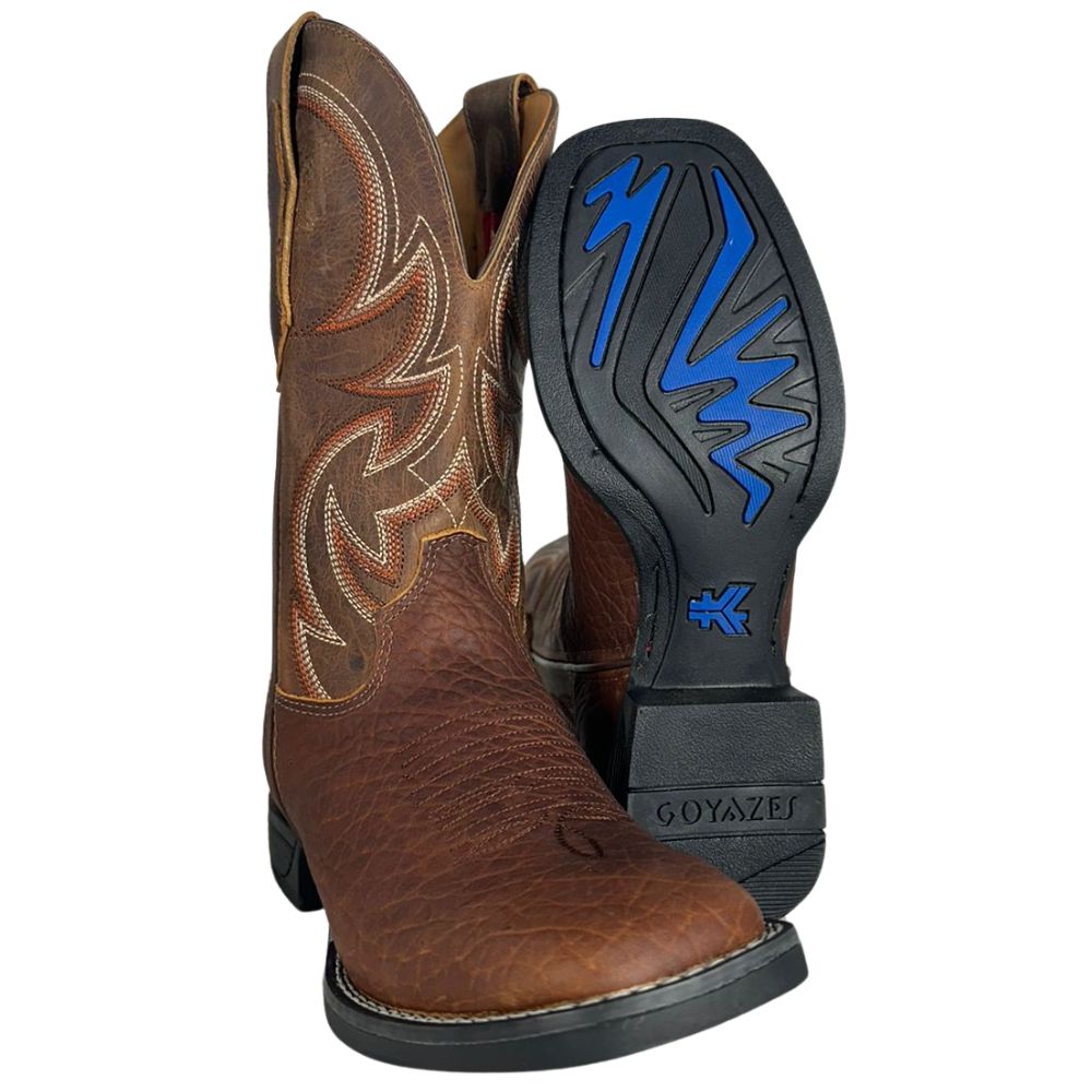 Bota Texana Masculina Goyazes Cabeça De Boi Brown Couro Dallas Furtacor - Ref:241503-CBF-06