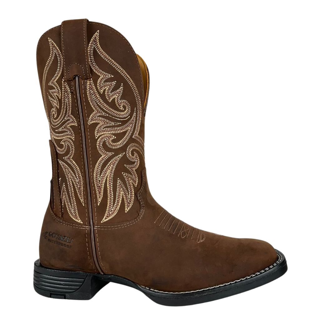 Bota Texana Masculina Goyazes Waterproof Flex Café Nobuck Solado ...