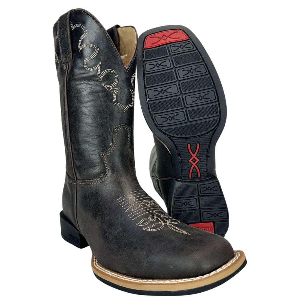 Bota Texana Masculina Jácomo Bico Quadrado Fossil Oil/Fossil Oil Café - REF:2341/UM