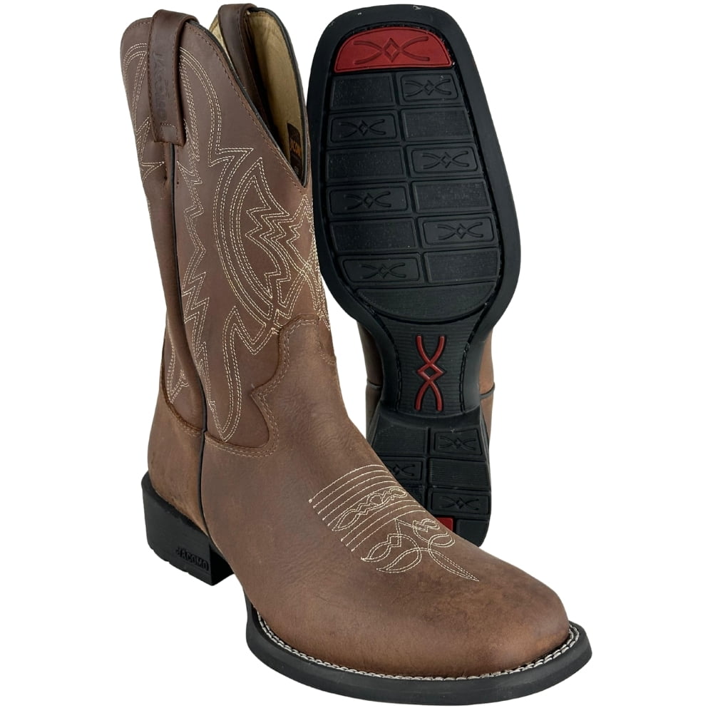 Bota Texana Masculina Jácomo Bico Quadrado Couro Mustang Sella Ref:40001/UMP