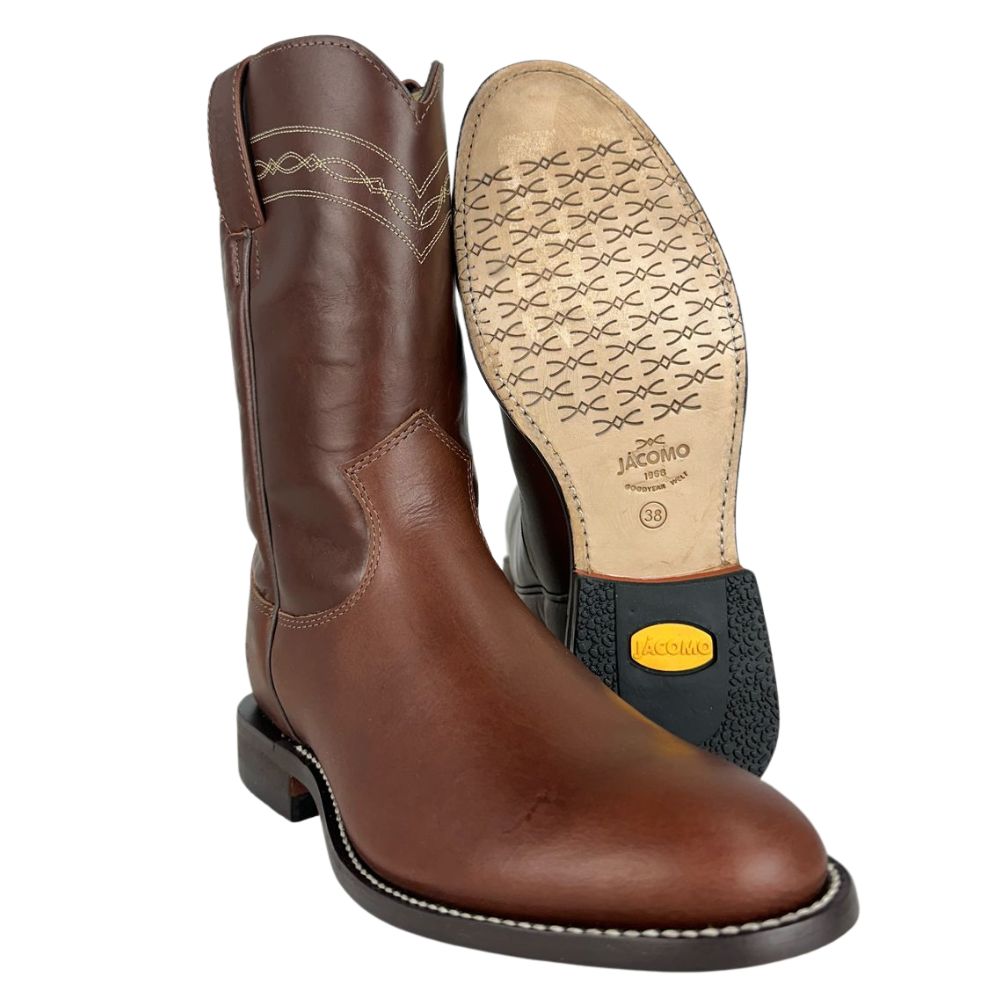Bota Texana Masculina Jácomo Bico Redondo Com Cano Pull Up Havana/Pull Up Havana Ref:0401-C