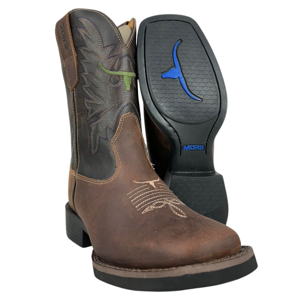 Bota Texana Masculina Os Moiadeiros Tabaco Ref:7014