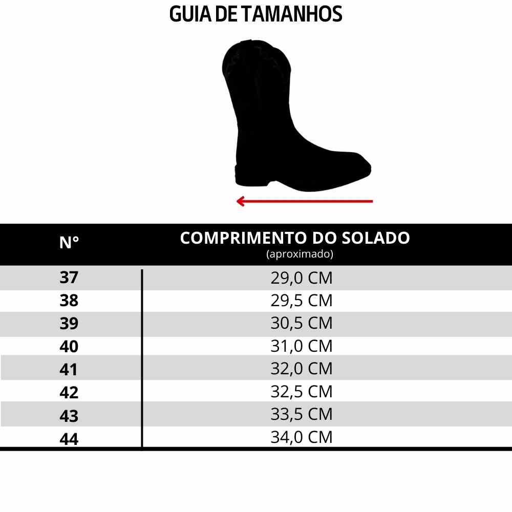 Bota Texana Masculina Sheriff West Preta Cano Preto Bordado Solado