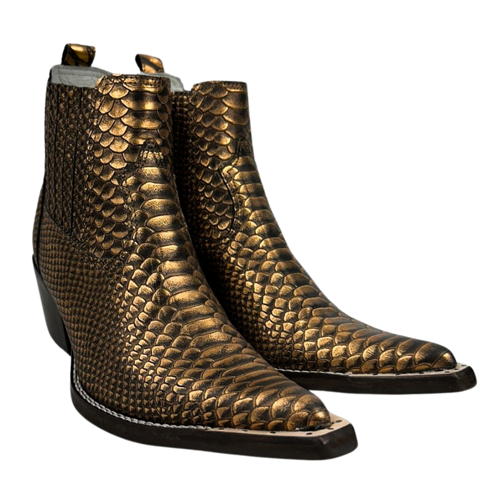 Bota Texana Masculina Botina Couro De Cobra Bota Texana Masculina