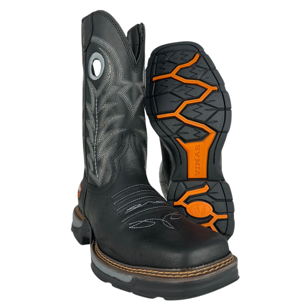 Bota Texana Masculina Vimar Crazy Horse Preto Tundra Ref:81388