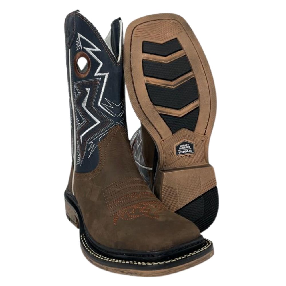 Bota Texana Masculina Vimar Marrom Escuro Solado Work - Ref. 81323