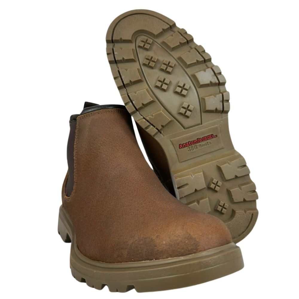 Botina Masculina Anatomic Gel Couro Bullsking Havana Vacum Café Sola Nelore Ambar Ref:8551