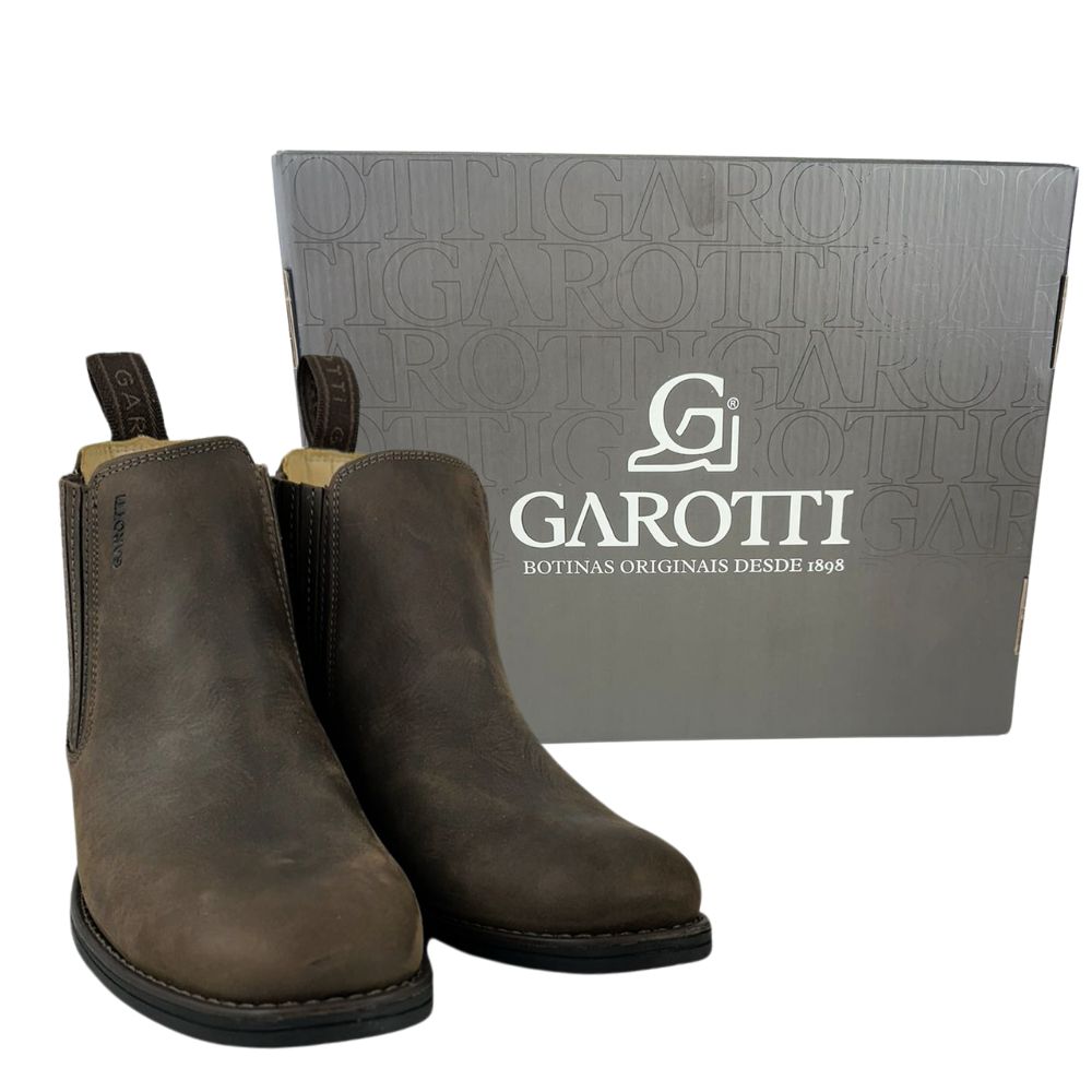 Botina Masculina Garotti Conforto Bico Redondo Crazy Horse Café