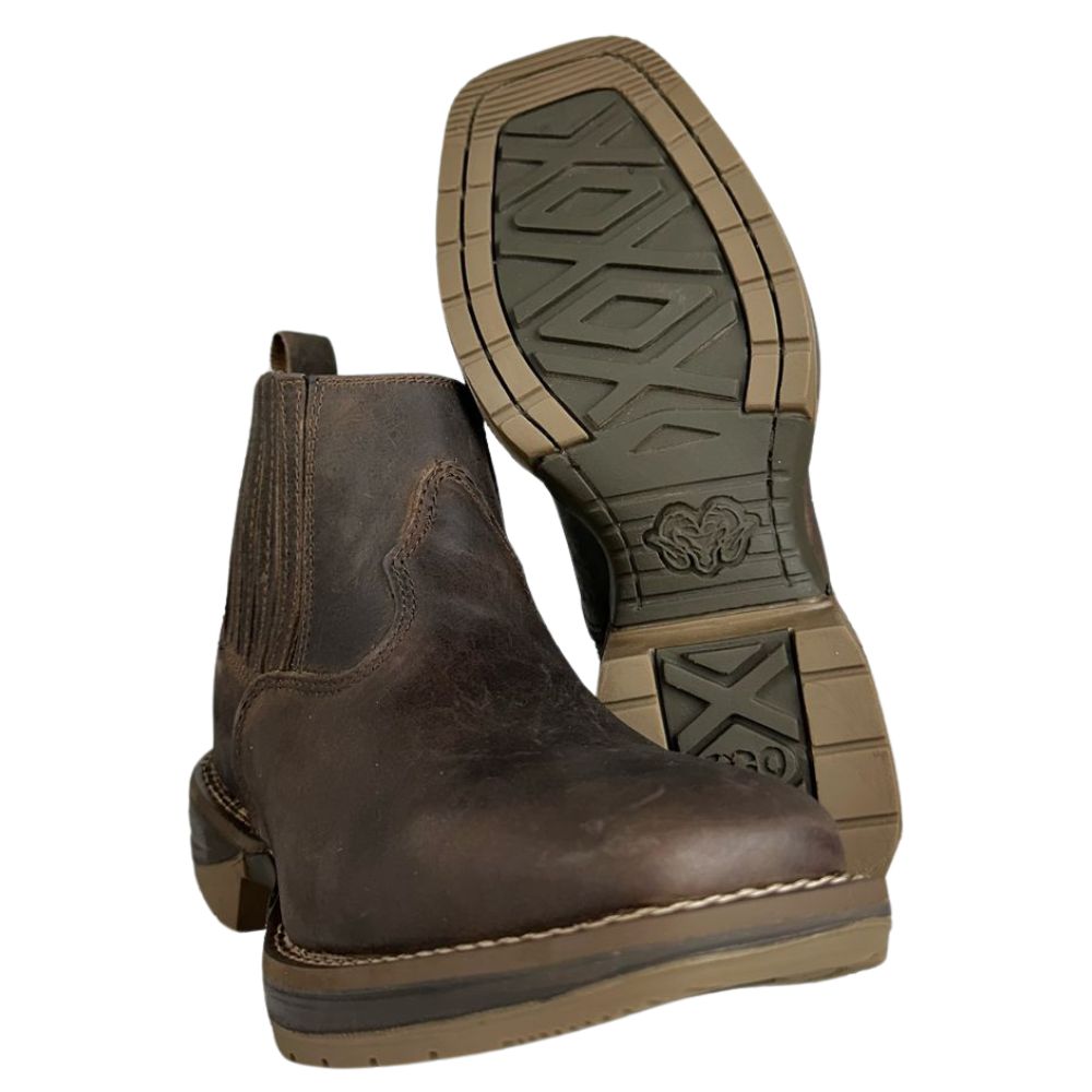 Botina Texana Masculina Durango Bico Quadrado Couro Med Dog Marrom Solado Diamond Jump Ref 2120002121DJX
