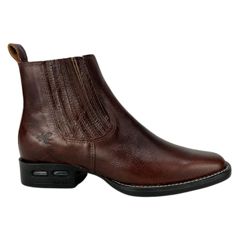 Botina Texana Masculina Goyazes Bico Quadrado Air Couro Mustang