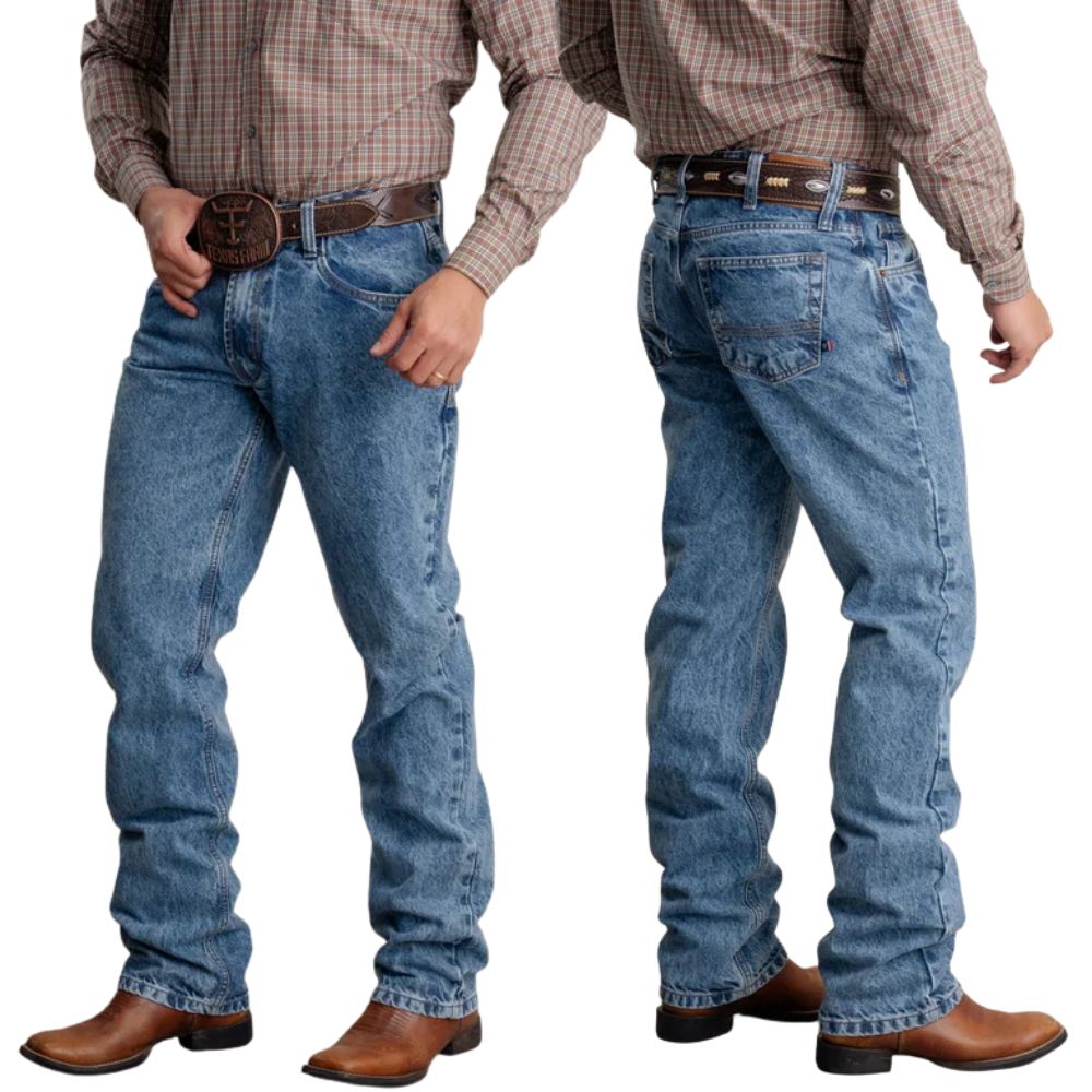 Calça Masculina Texas Farm Style Two Hard Jeans Azul manchado Ref:PDM002
