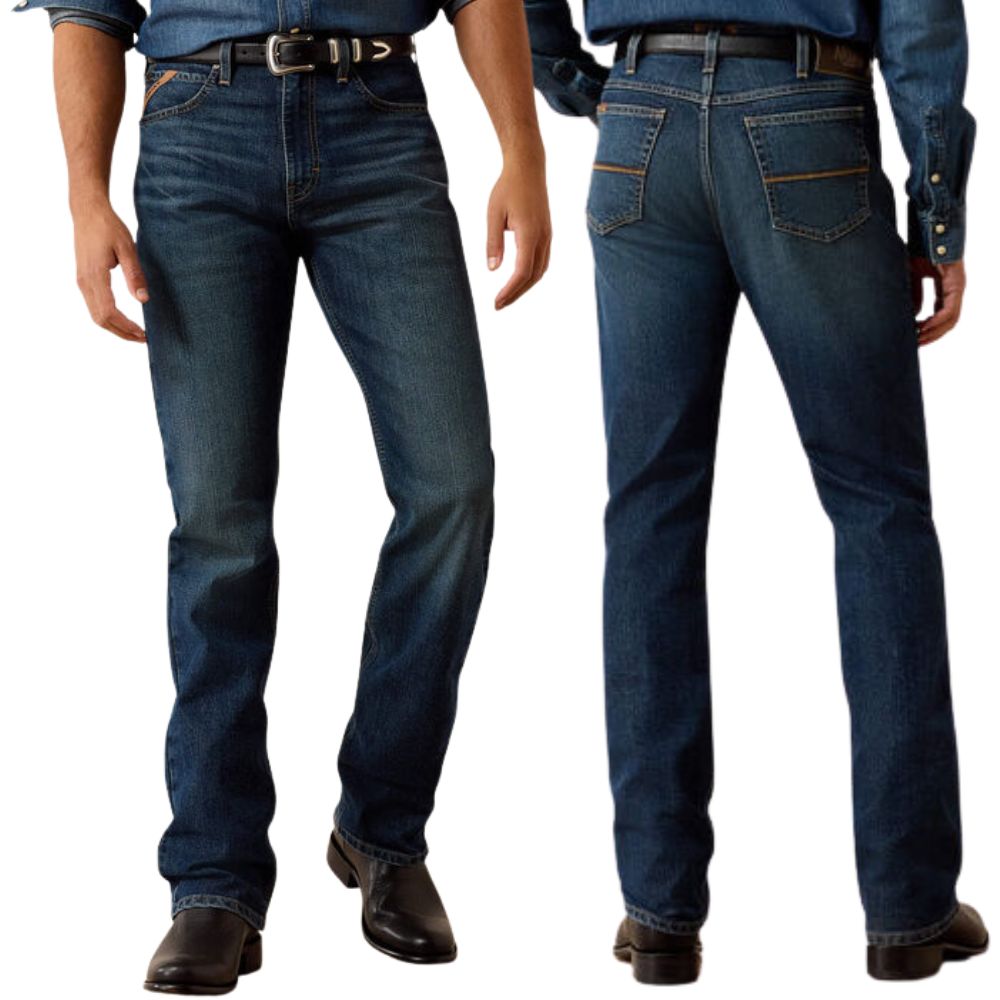 Calça Masculina Ariat Jeans Azul Escuro M7 Slim Ray Classic Rise Stretch 2X More Durable Ref: 10073015