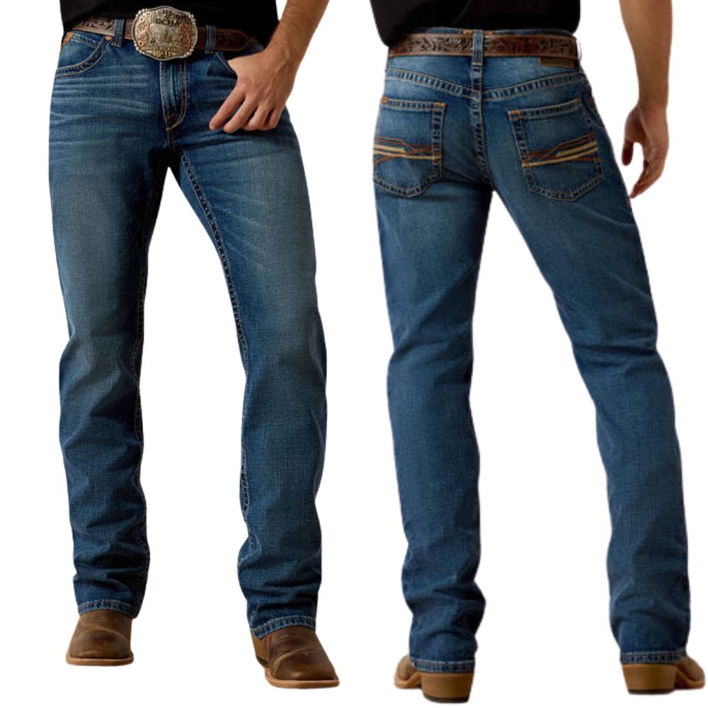 Calça Masculina Ariat Jeans Azul M4 Relaxed Boot Cut Heath Stretch Ref: 10074800