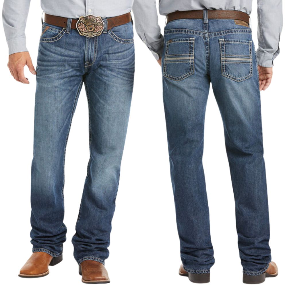 Calça Masculina Ariat Jeans Azul Médio M2 Tradicional Relaxed Bootcut Cassidy Ref: 10036071