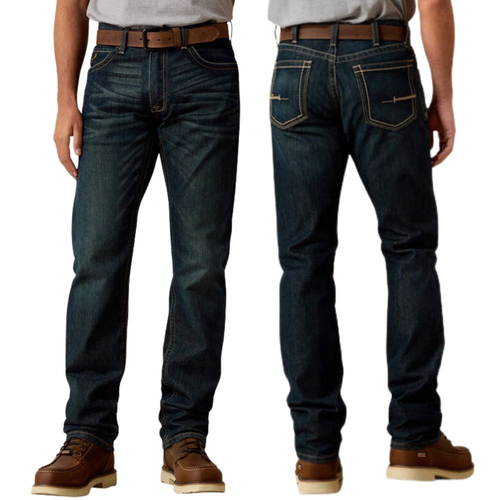 Calça Masculina Ariat Cinch Escuro Work Rebar M4 Relaxed Straight Cobalt Durastretch Ref: 10027736