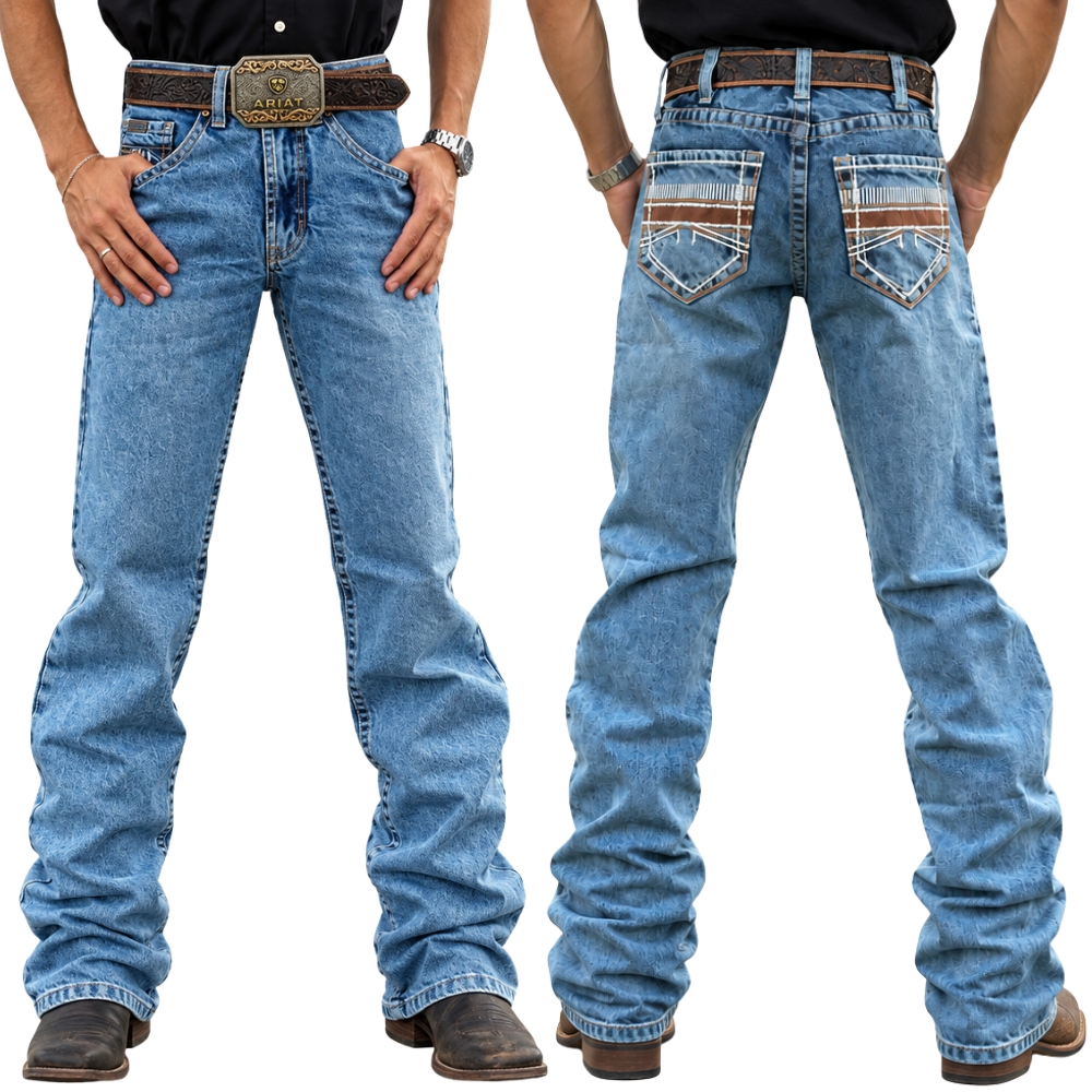 Calça Masculina Dock's Azul Relaxed DW20 Bordado Branco E Dourado Ref:104259