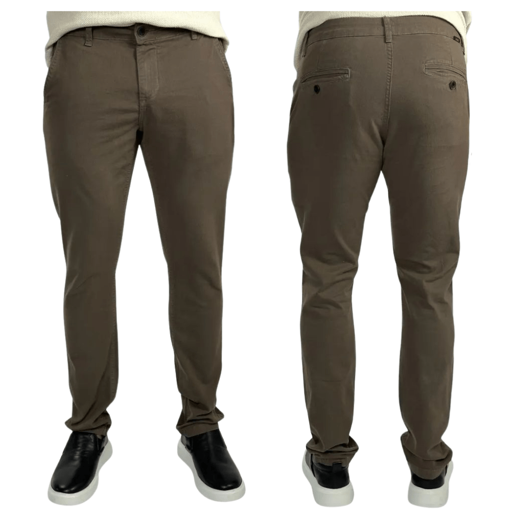 Calça Masculina Lee Slim Chino New Strech Verde Militar Soft Ref:2212L