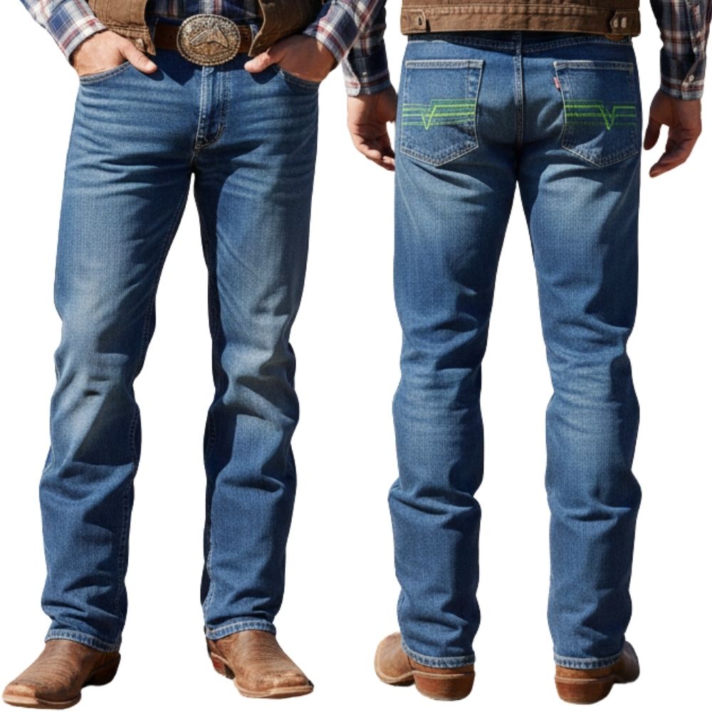 Calça Masculina Race Bull Tradicional Stone Bigode Bordado Verde Ref: 034.ST