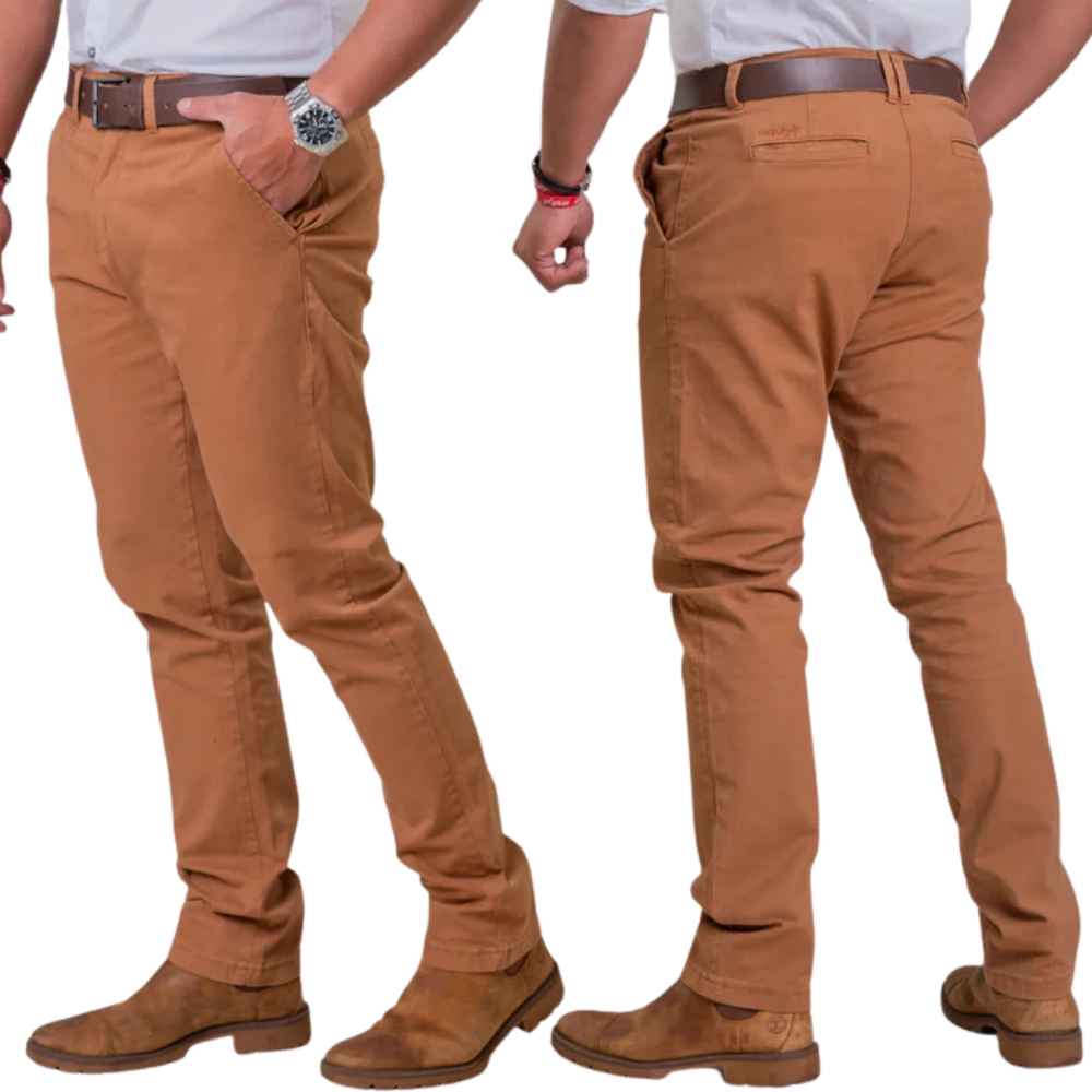 Calça Masculina Texas Farm Sarja Caramelo Casual Bootcut Ref: PDMS001