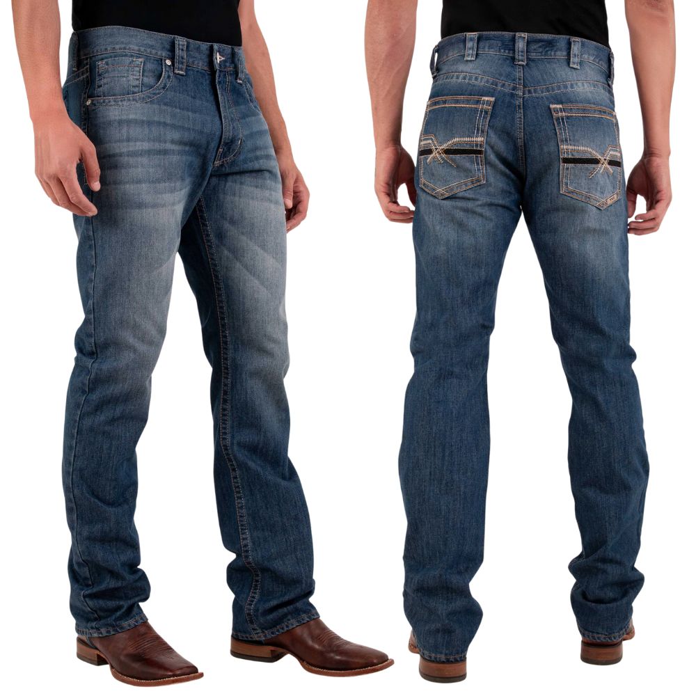 Calça Masculina TXC Jeans Alamo Azul Médio Com Bordado No Bolso Ref:18317