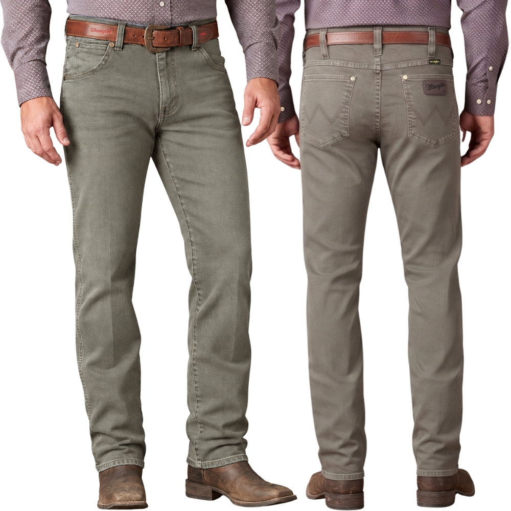 Calça Masculina Wrangler 11MWZ Icons Slim Jeans Sarja Lycra Kaki REF:W1MZUG323KA