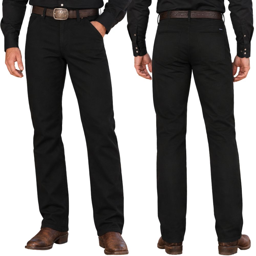 Calça Masculina Wrangler Com Elástico Sportwear Waist Sarja Preta Ref:WM1870