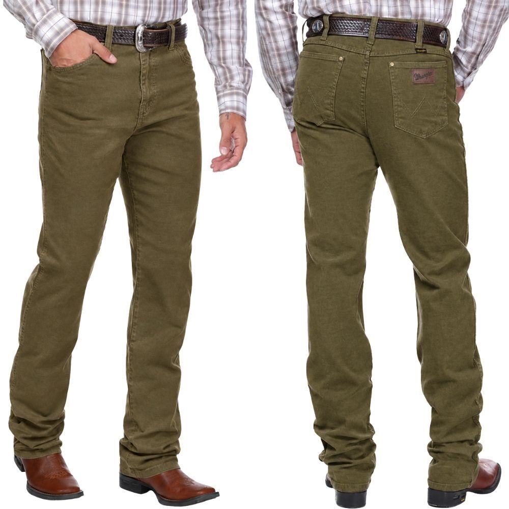 Calça Masculina Wrangler Jeans 13M Western Cowboy Cut Caqui Escuro Ref:13MWEKA36KA
