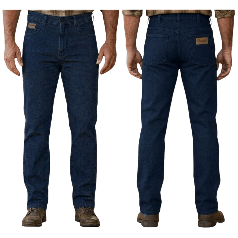 Calça Masculina Wrangler Texas Elastic Waistband Reta Lavagem Escura Ref:WM1951