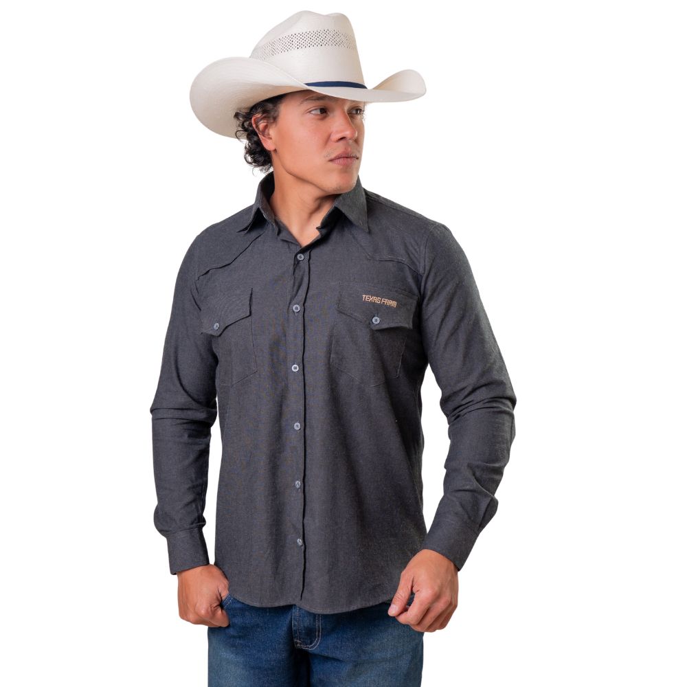 Camisa Masculina Texas Farm Flanelada Western Xadrez Preto - Ref:CAL655