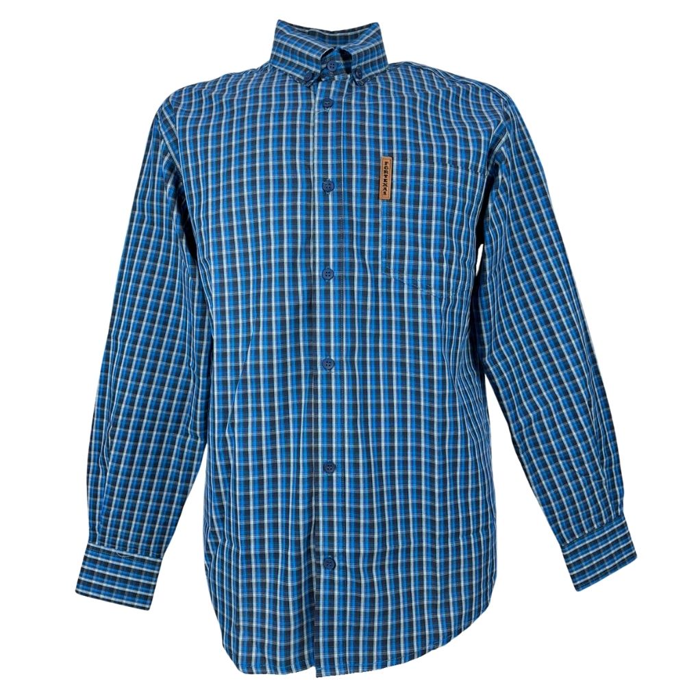 Camisa Masculina For Texas Xadrez Azul Manga Longa  - Ref. Premium