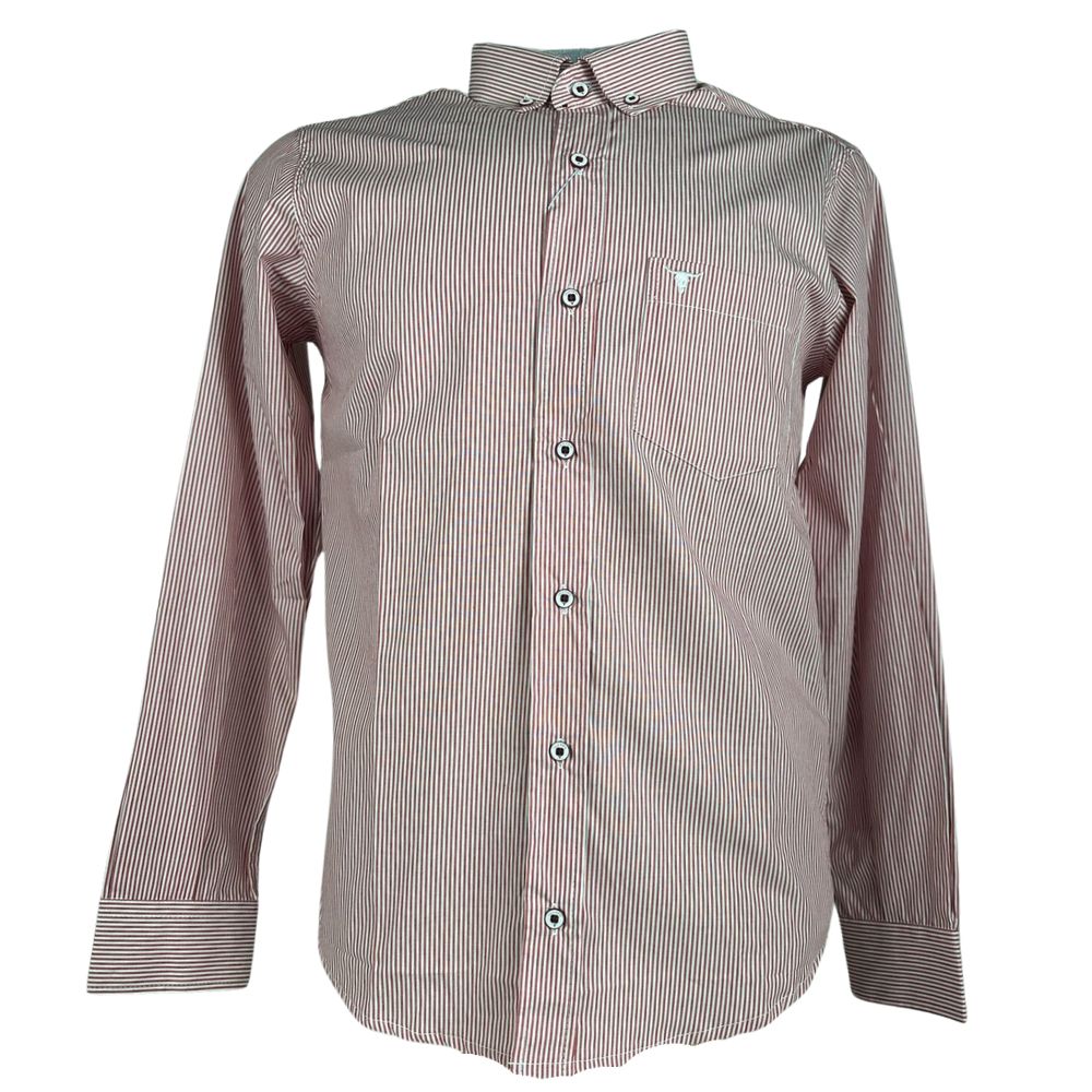 Camisa Masculina Laço Forte Manga Longa Listrada Vermelho/Branco Com Logo Branco Ref:M.L.S.X 2025