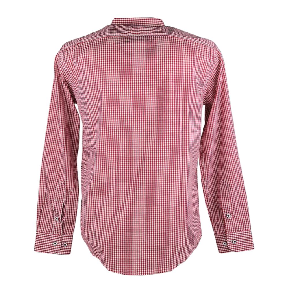 Camisa Masculina Laço Forte Manga Longa Slim Xadrez Vermelho e