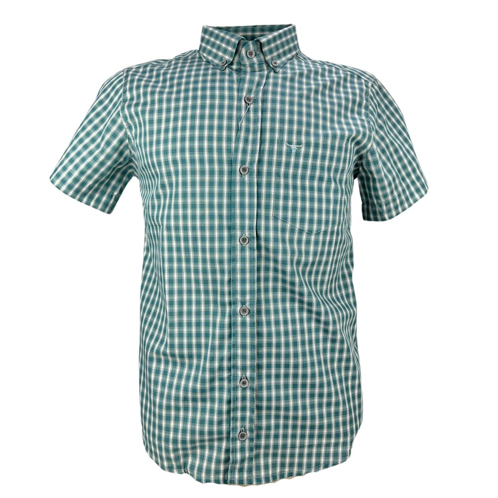 Camisa Masculina Laço Forte Slim Xadrez Verde Manga Curta Ref: M.C.S.X 9205