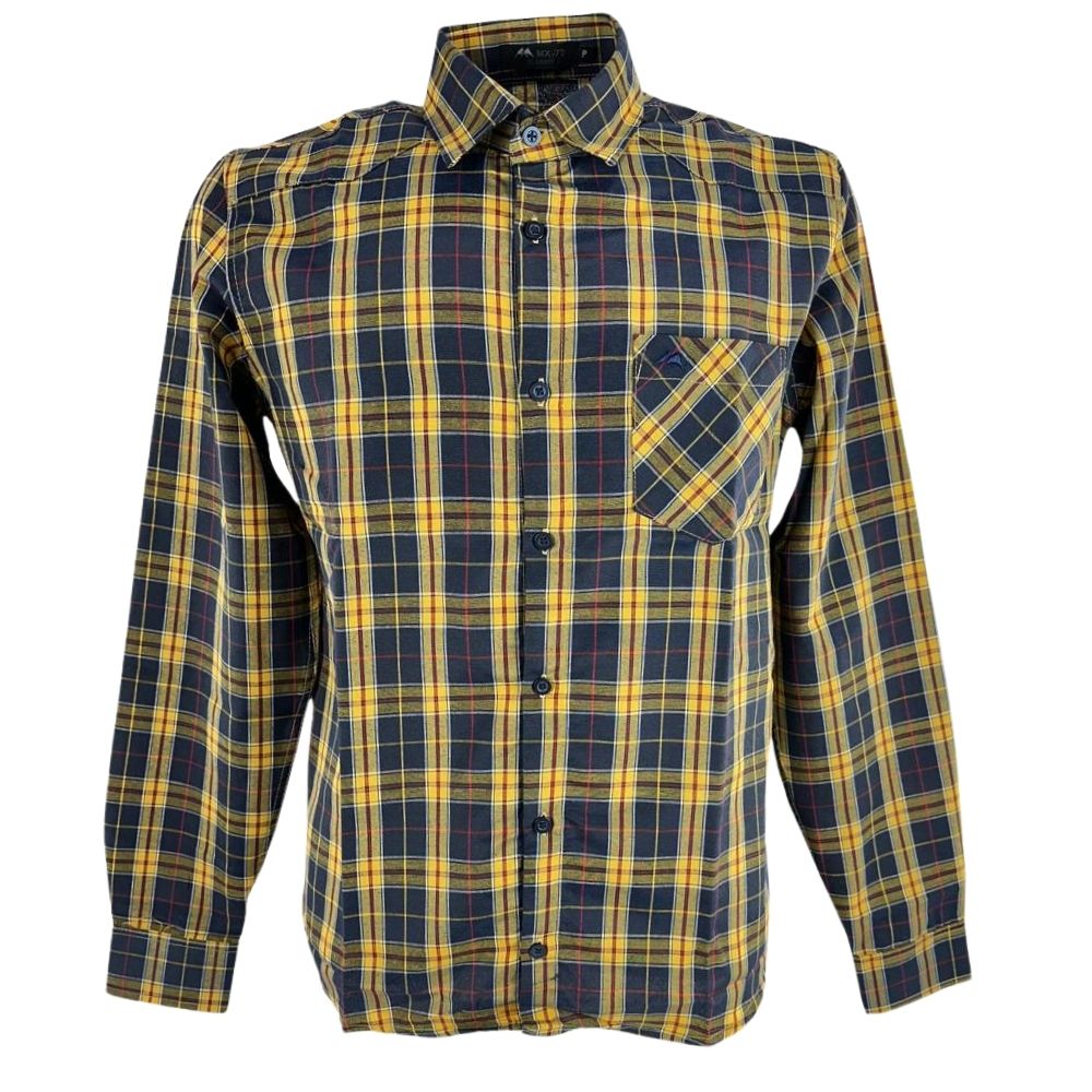 Camisa Masculina MX 72 Tradicional Manga Longa Xadrez Amarelo Ref:19016