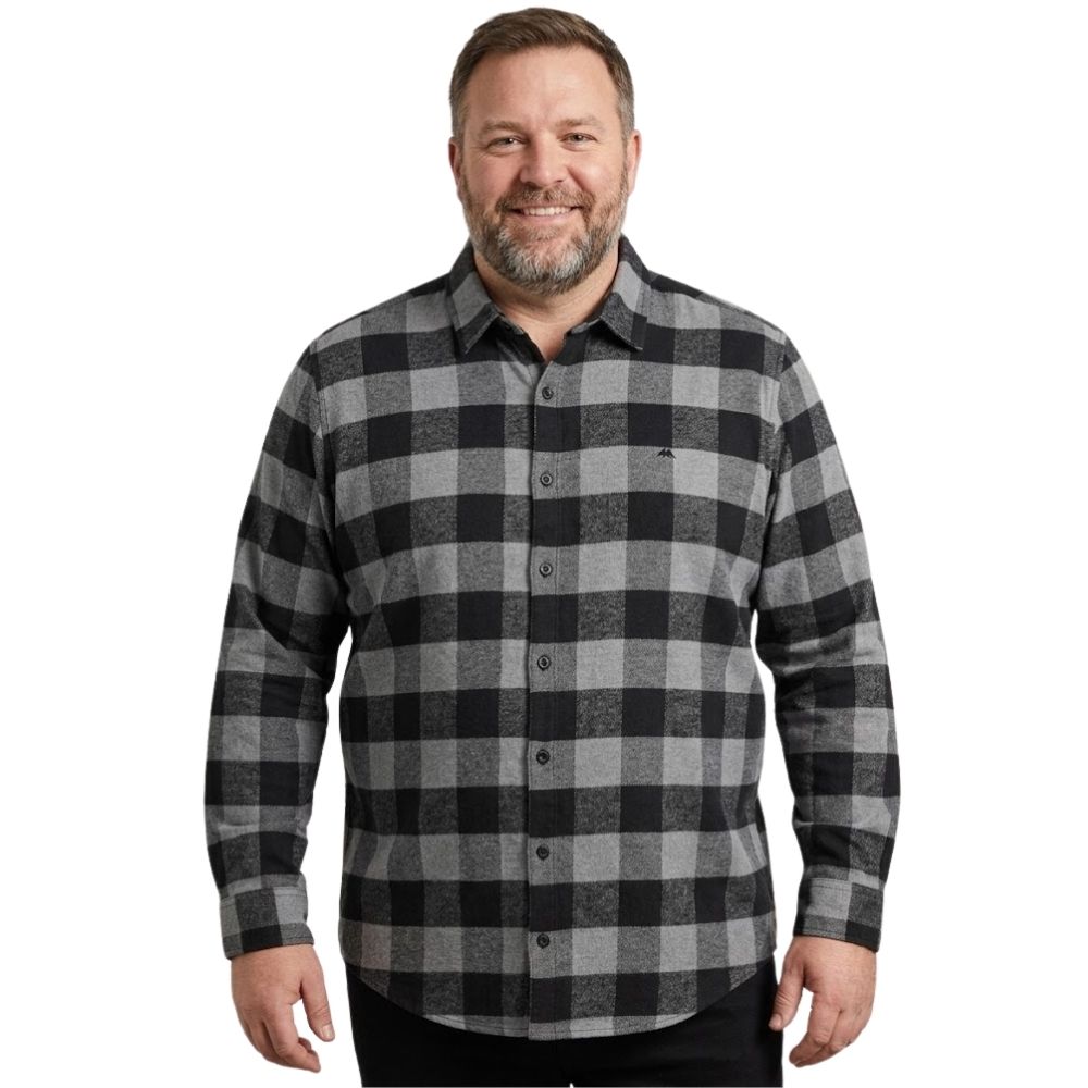 Camisa Masculina MX72 Plus Size Flanelada Xadrez Manga Longa Cinza/Preto Sem Bolso Ref:24042