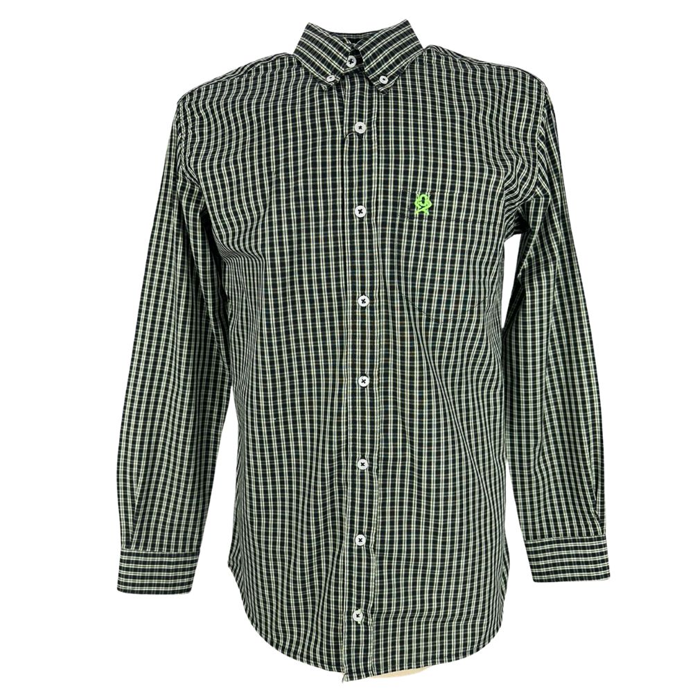 Camisa Masculina Ox Horns Verde/ Preta Com Logo Verde Manga Longa Ref:9598