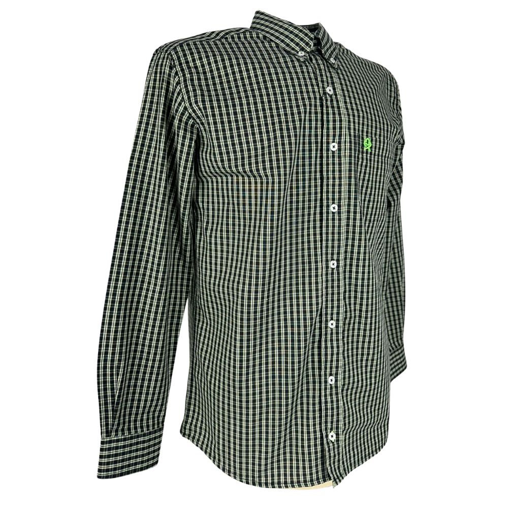 Camisa Masculina Ox Horns Verde/ Preta Com Logo Verde Manga Longa