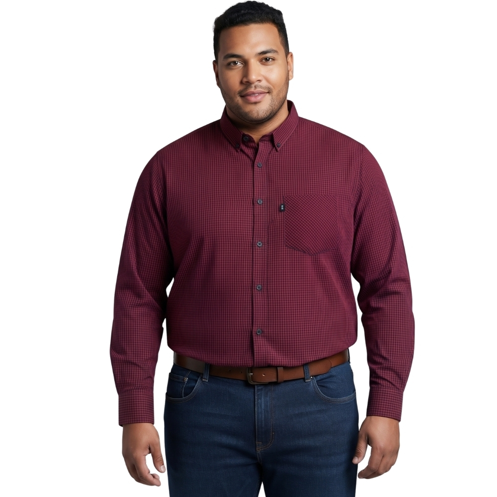 Camisa Masculina Pura Raça Plus Size Xadrez Vermelho Regular Fit  Manga Longa REF:070078000001