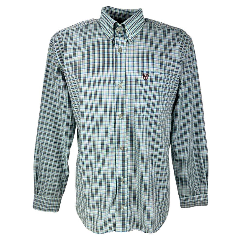 Camisa Masculina Radade Xadrez Verde Com Azul Bordo Manga Longa