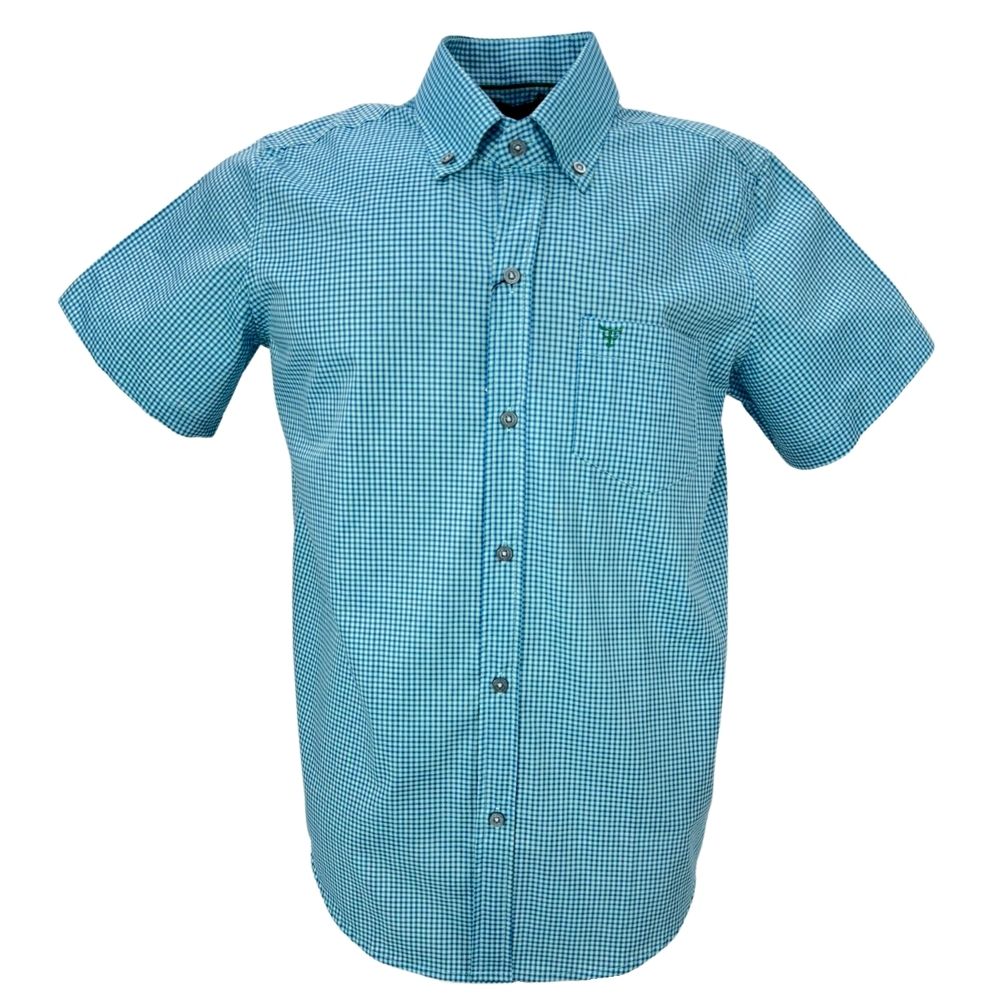 Camisa Masculina Texas Farm Manga Curta Xadrez Azul Claro - Ref.CAC670