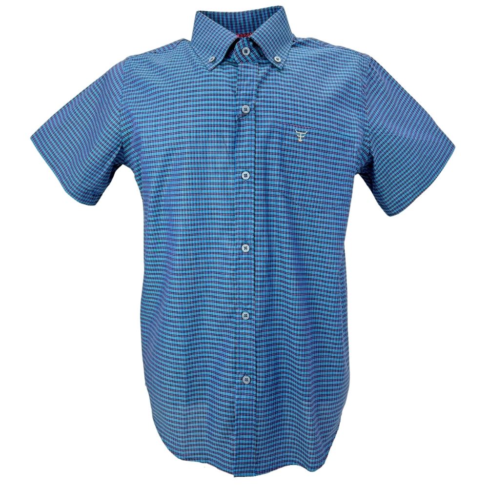 Camisa Masculina Texas Farm Manga Curta Xadrez Azul - Ref.CAC661