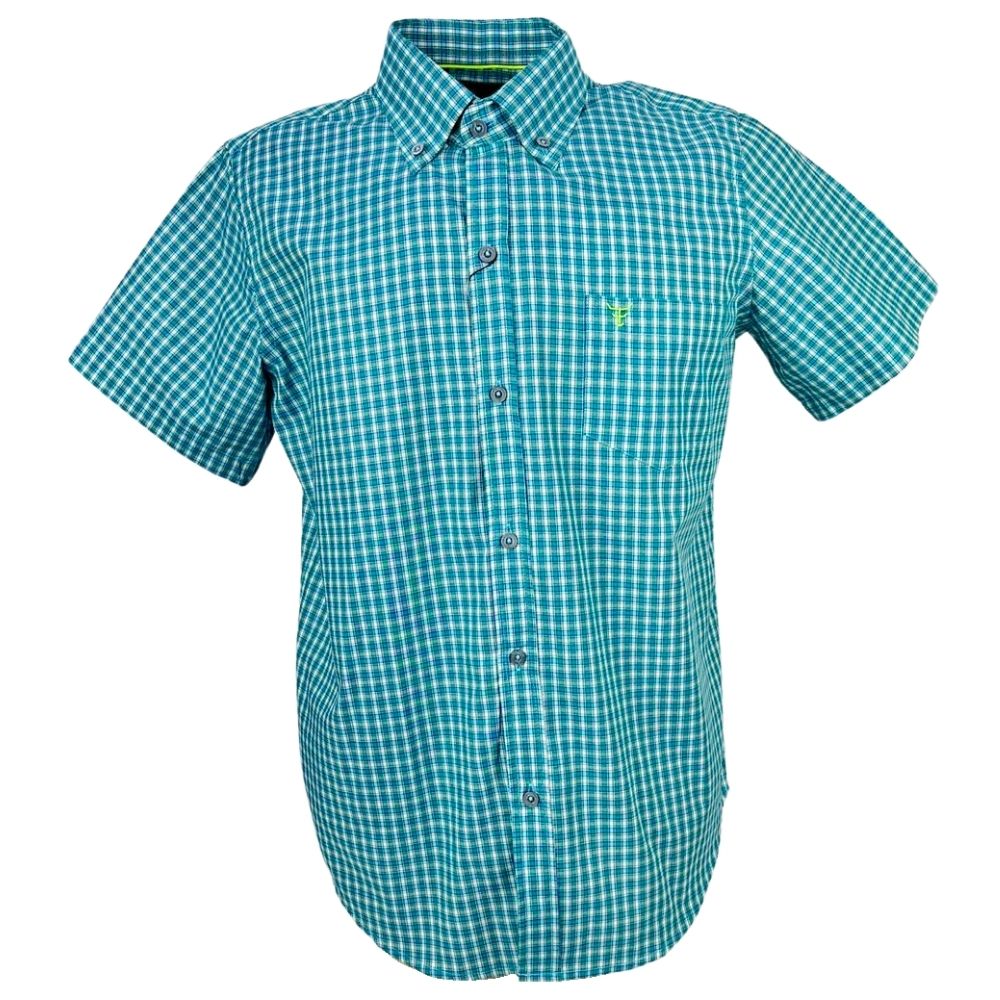 Camisa Masculina Texas Farm Manga Curta Xadrez Verde Claro - Ref.CAC664