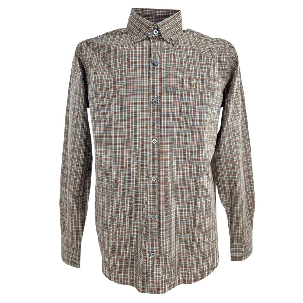 Camisa Masculina Texas Farm Manga Longa Xadrez Caramelo/Verde/Azul Ref: CAL558