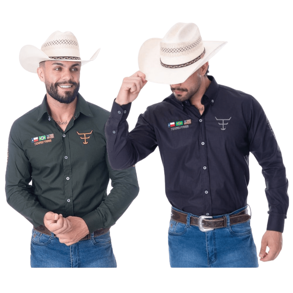 Camisa Masculina Texas Farm Para Competição Manga Longa Bordado - Ref.CP007 - Escolha a cor