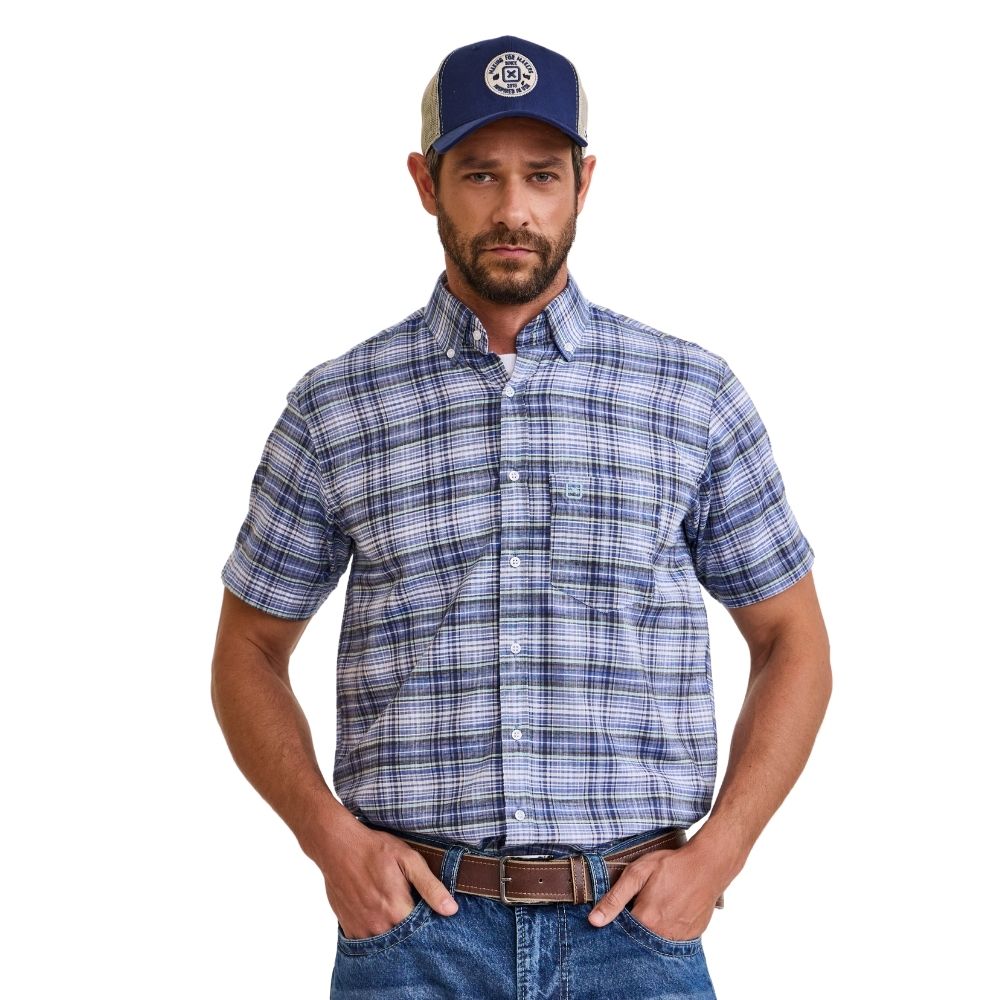 Camisa Masculina TXC Manga Curta Flame Xadrez Verde REF: 29410C